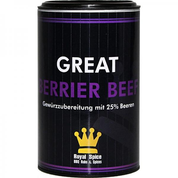 Royal-Spice Great Berrier Beef, Gewürzzubereitung mit 25% Beerenmix, 120g Dose Royal-Spice Great Berrier Beef, Gewürzzubereitung mit 25% Beerenmix, 120g Dose