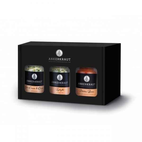 Ankerkraut: Geschenkset "Dips" mit drei Korkengläsern, 1 Stk. Ankerkraut: Geschenkset "Dips" mit drei Korkengläsern, 1 Stk.